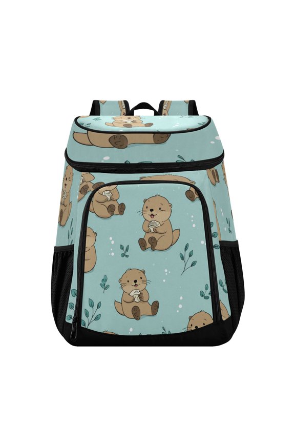 Backpack Cooler lunch bag 36 Can Capacity Insulated Bag for Camping, Beach, Hiking & Travel Cute Otter Pattern