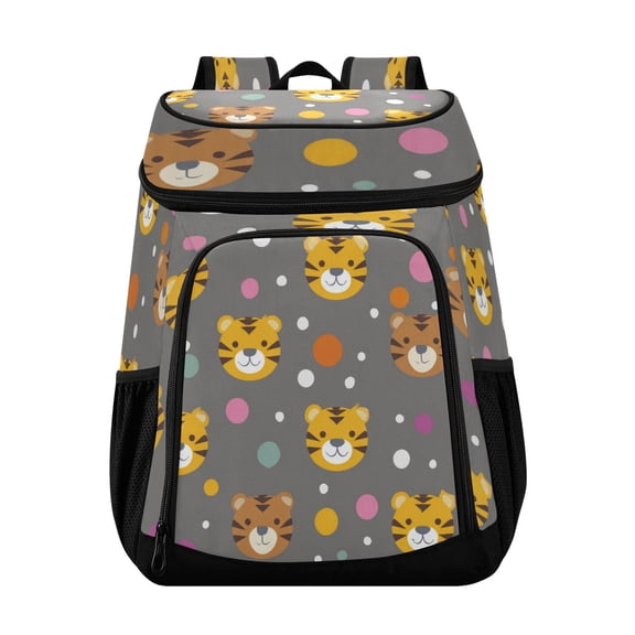 Backpack Cooler lunch bag 36 Can Capacity Insulated Bag for Camping, Beach, Hiking & Travel Cute Tiger Face Pattern