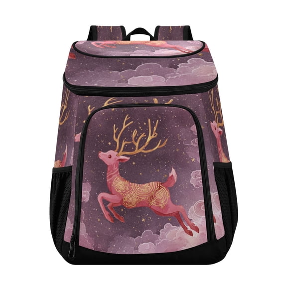 Backpack Cooler lunch bag 36 Can Capacity Insulated Bag for Camping, Beach, Hiking & Travel Deer with Long Antlers