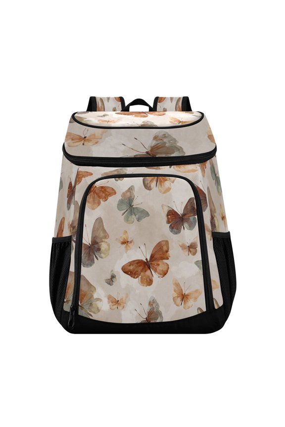 Backpack Cooler lunch bag 36 Can Capacity Insulated Bag for Camping, Beach, Hiking & Travel Earthy Tones Butterflies
