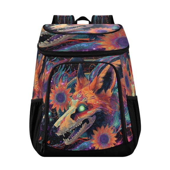 Backpack Cooler lunch bag 36 Can Capacity Insulated Bag for Camping, Beach, Hiking & Travel Fox Skull