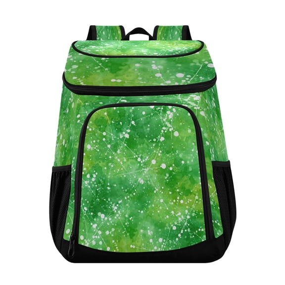 Backpack Cooler lunch bag 36 Can Capacity Insulated Bag for Camping, Beach, Hiking & Travel Green Ink Splatter Pattern