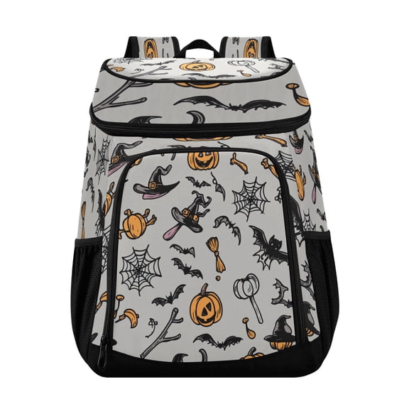 Backpack Cooler lunch bag 36 Can Capacity Insulated Bag for Camping, Beach, Hiking & Travel Halloween Design Element