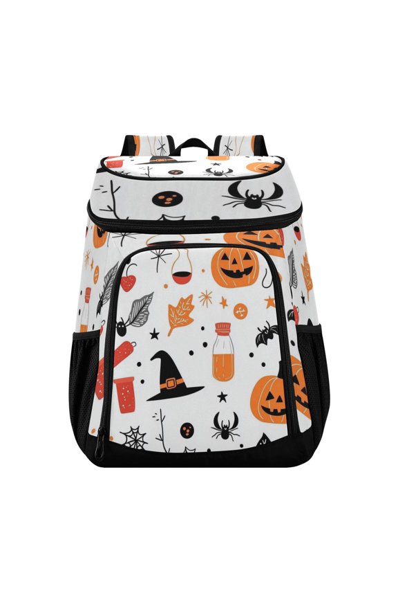 Backpack Cooler lunch bag 36 Can Capacity Insulated Bag for Camping, Beach, Hiking & Travel Halloween Doodle