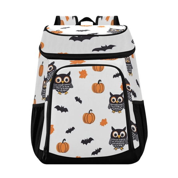 Backpack Cooler lunch bag 36 Can Capacity Insulated Bag for Camping, Beach, Hiking & Travel Halloween-themed Pattern with Owls