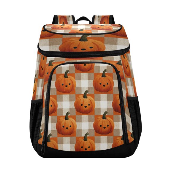Backpack Cooler lunch bag 36 Can Capacity Insulated Bag for Camping, Beach, Hiking & Travel Halloween-themed Pumpkins