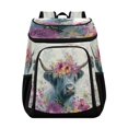 thumbnail image 1 of Backpack Cooler lunch bag 36 Can Capacity Insulated Bag for Camping, Beach, Hiking & Travel Highland Cow with Wildflowers, 1 of 7