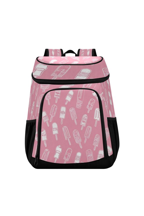 Backpack Cooler lunch bag 36 Can Capacity Insulated Bag for Camping, Beach, Hiking & Travel Ice Cream and Popsicle Pattern