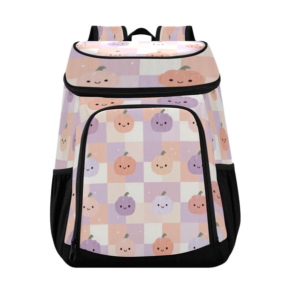 Backpack Cooler lunch bag 36 Can Capacity Insulated Bag for Camping, Beach, Hiking & Travel Light-colored Pumpkin