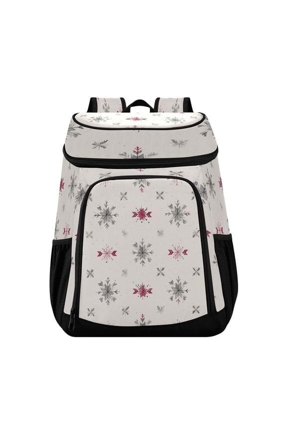 Backpack Cooler lunch bag 36 Can Capacity Insulated Bag for Camping, Beach, Hiking & Travel Minimalist Line Snowflakes and Stars