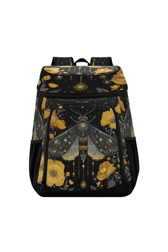 Backpack Cooler lunch bag 36 Can Capacity Insulated Bag for Camping, Beach, Hiking & Travel Mystical Moth Pattern