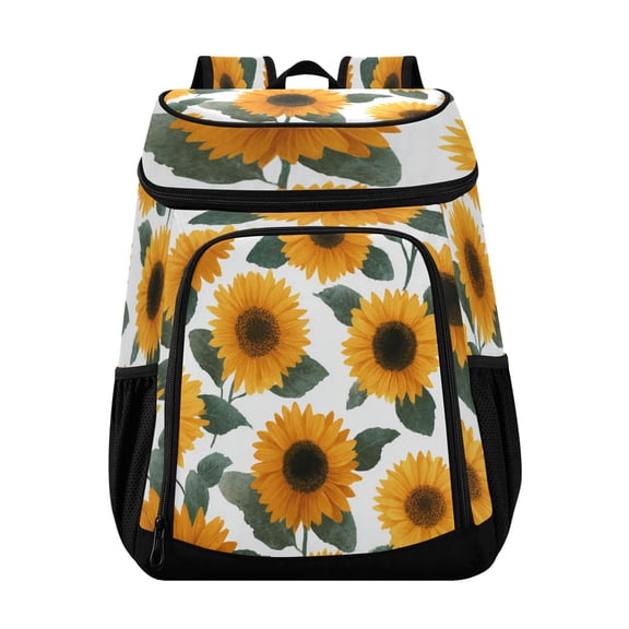 Backpack Cooler lunch bag 36 Can Capacity Insulated Bag for Camping, Beach, Hiking & Travel Orange Sunflowers
