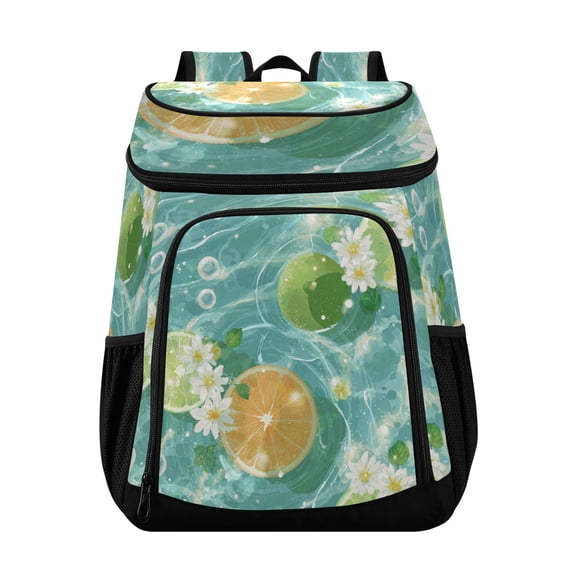Backpack Cooler lunch bag 36 Can Capacity Insulated Bag for Camping, Beach, Hiking & Travel Oranges and Limes