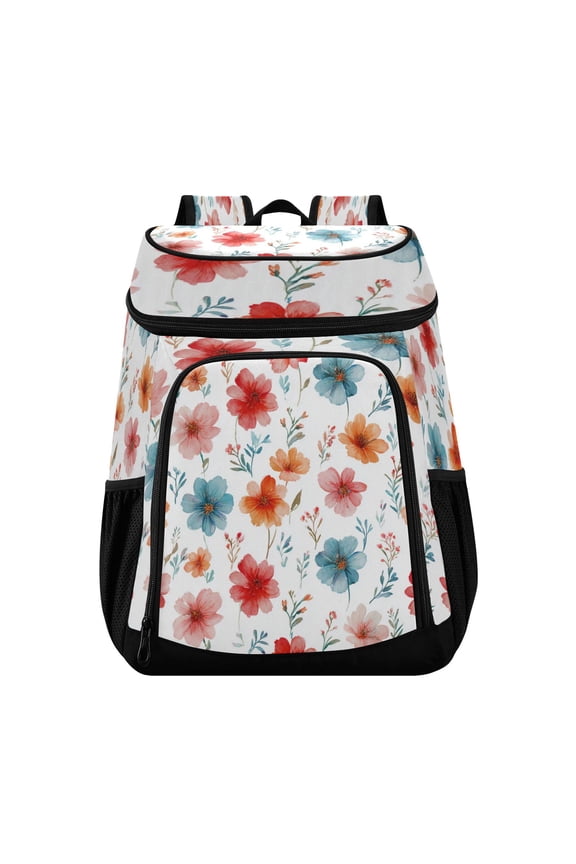 Backpack Cooler lunch bag 36 Can Capacity Insulated Bag for Camping, Beach, Hiking & Travel Pastel Watercolor Floral Pattern