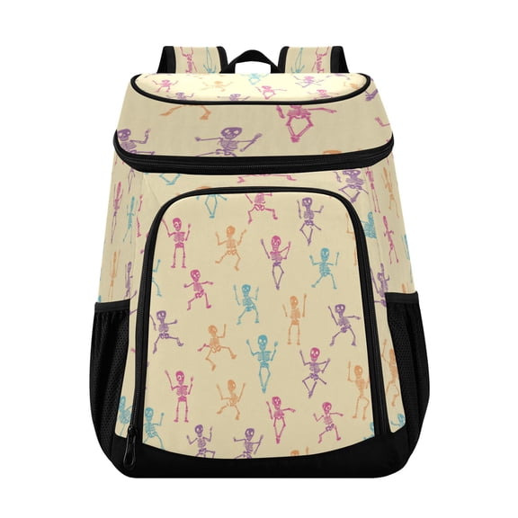 Backpack Cooler lunch bag 36 Can Capacity Insulated Bag for Camping, Beach, Hiking & Travel Pastel-colored Skeletons