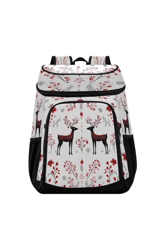 Backpack Cooler lunch bag 36 Can Capacity Insulated Bag for Camping, Beach, Hiking & Travel Reindeer Pattern