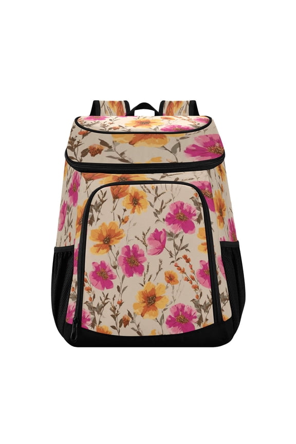 Backpack Cooler lunch bag 36 Can Capacity Insulated Bag for Camping, Beach, Hiking & Travel Rustic and Romantic Wildflowers