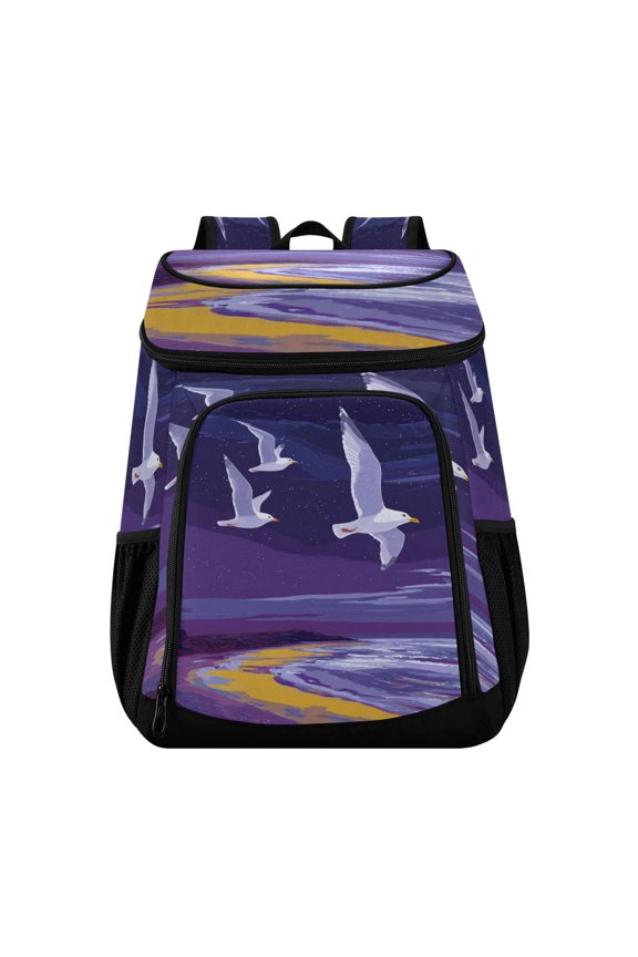 Backpack Cooler lunch bag 36 Can Capacity Insulated Bag for Camping, Beach, Hiking & Travel Seagulls and The Beach