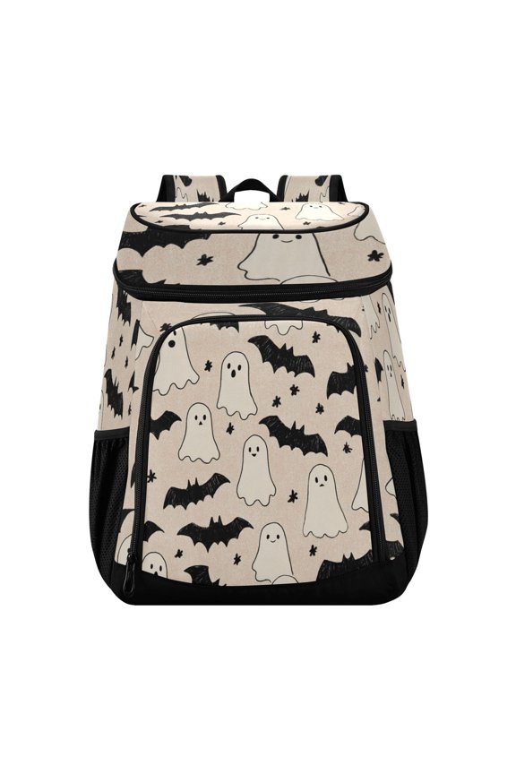 Backpack Cooler lunch bag 36 Can Capacity Insulated Bag for Camping, Beach, Hiking & Travel Simple Ghosts and Bats