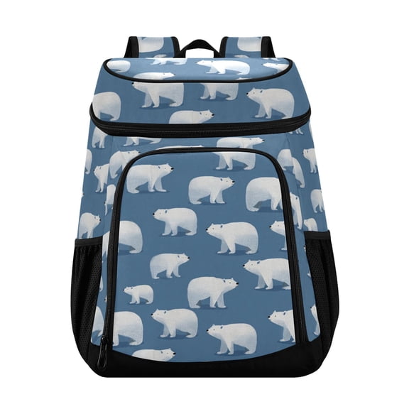 Backpack Cooler lunch bag 36 Can Capacity Insulated Bag for Camping, Beach, Hiking & Travel Simple Polar Bears Pattern