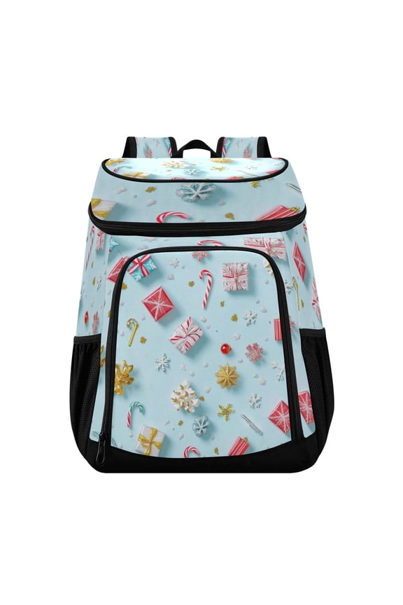 Backpack Cooler lunch bag 36 Can Capacity Insulated Bag for Camping, Beach, Hiking & Travel Small Gifts and Snowflakes