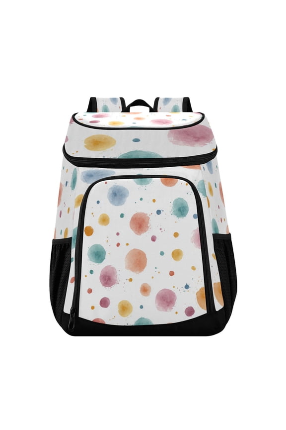 Backpack Cooler lunch bag 36 Can Capacity Insulated Bag for Camping, Beach, Hiking & Travel Small Watercolor Splashes and Dots