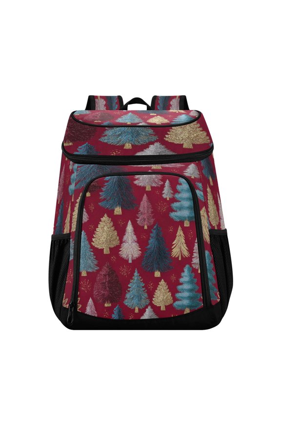 Backpack Cooler lunch bag 36 Can Capacity Insulated Bag for Camping, Beach, Hiking & Travel Stylized Christmas Trees
