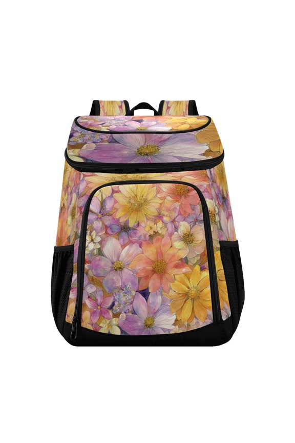 Backpack Cooler lunch bag 36 Can Capacity Insulated Bag for Camping, Beach, Hiking & Travel Summer Blossoms