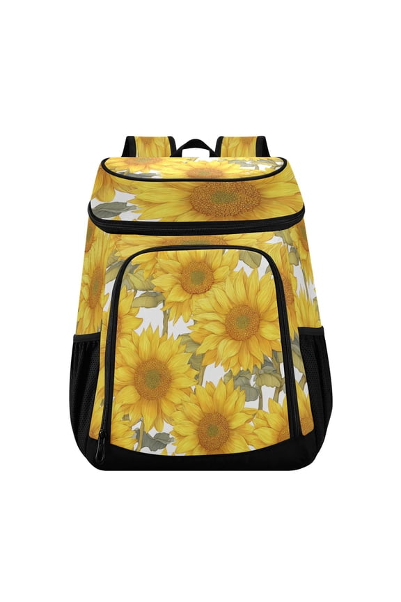 Backpack Cooler lunch bag 36 Can Capacity Insulated Bag for Camping, Beach, Hiking & Travel Sunflowers Pattern