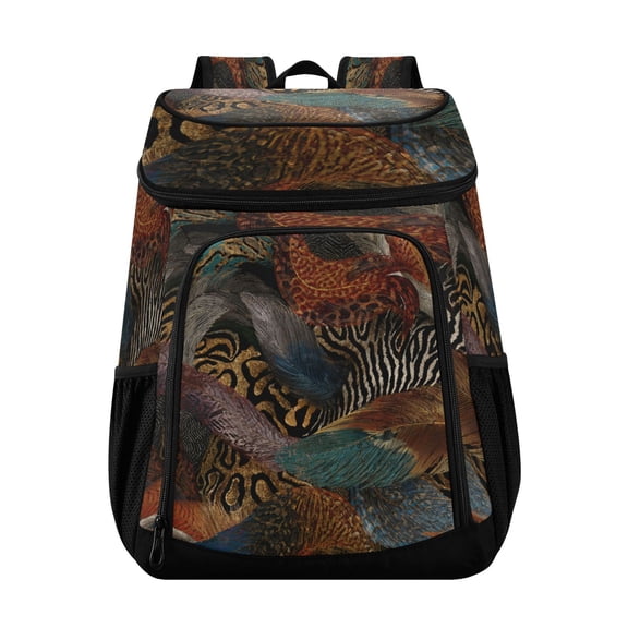 Backpack Cooler lunch bag 36 Can Capacity Insulated Bag for Camping, Beach, Hiking & Travel Swirling Leopard and Zebra Pattern