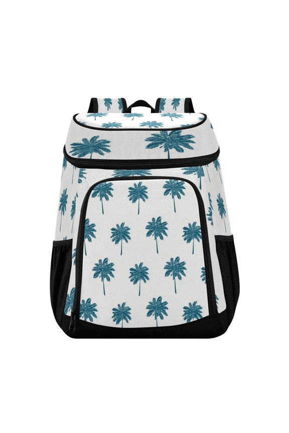 Backpack Cooler lunch bag 36 Can Capacity Insulated Bag for Camping, Beach, Hiking & Travel Teal Palm Tree Pattern
