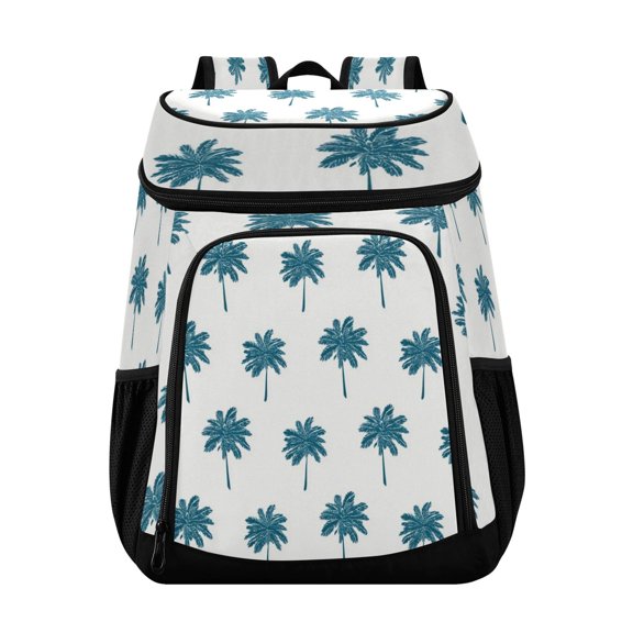 Backpack Cooler lunch bag 36 Can Capacity Insulated Bag for Camping, Beach, Hiking & Travel Teal Palm Tree Pattern