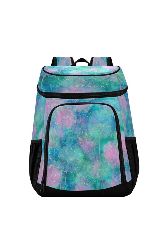 Backpack Cooler lunch bag 36 Can Capacity Insulated Bag for Camping, Beach, Hiking & Travel Tie-dye Dandelions Pattern