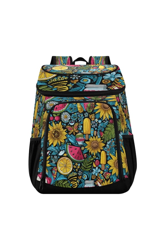 Backpack Cooler lunch bag 36 Can Capacity Insulated Bag for Camping, Beach, Hiking & Travel Vibrant and Colorful Graffiti Patterns