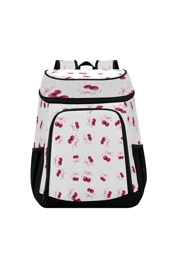 Backpack Cooler lunch bag 36 Can Capacity Insulated Bag for Camping, Beach, Hiking & Travel Watercolor Cherries Pattern