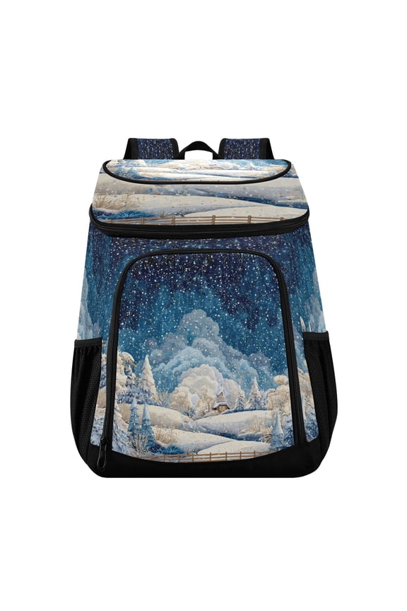 Backpack Cooler lunch bag 36 Can Capacity Insulated Bag for Camping, Beach, Hiking & Travel Winter Fairyland Scene