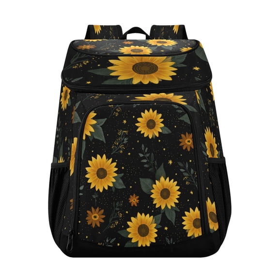 Backpack Cooler lunch bag 36 Can Capacity Insulated Bag for Camping, Beach, Hiking & Travel Yellow Sunflower Pattern