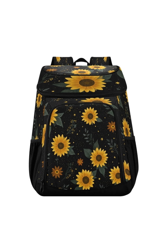 Backpack Cooler lunch bag 36 Can Capacity Insulated Bag for Camping, Beach, Hiking & Travel Yellow Sunflower Pattern