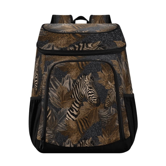 Backpack Cooler lunch bag 36 Can Capacity Insulated Bag for Camping, Beach, Hiking & Travel Zebra Print