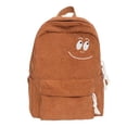 thumbnail image 1 of Backpack Corduroy Smile Face Embroidery Casual Backpack Large Capacity Lightweight Daypack, 1 of 9