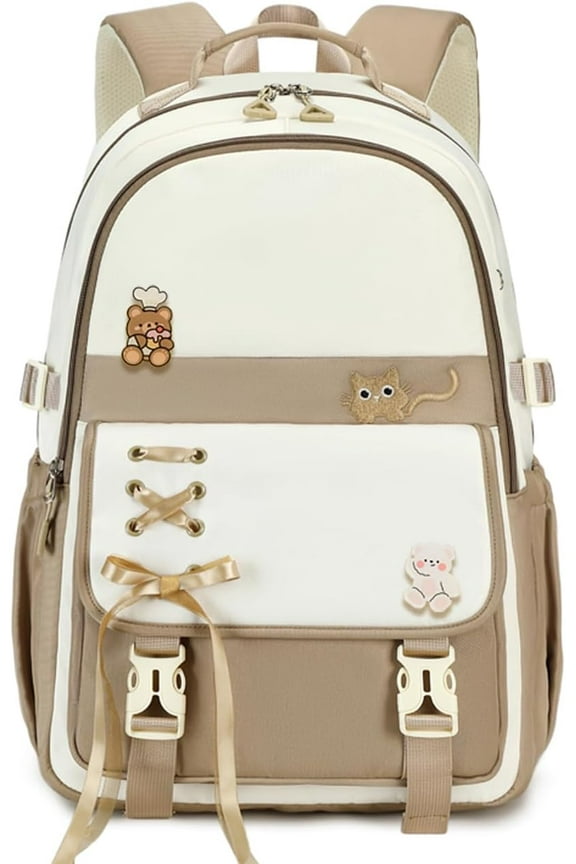 Backpack, Cute Backpack Elementary Middle High School College Student,17" Nylon Bookbag For 9Age+ (Pink)