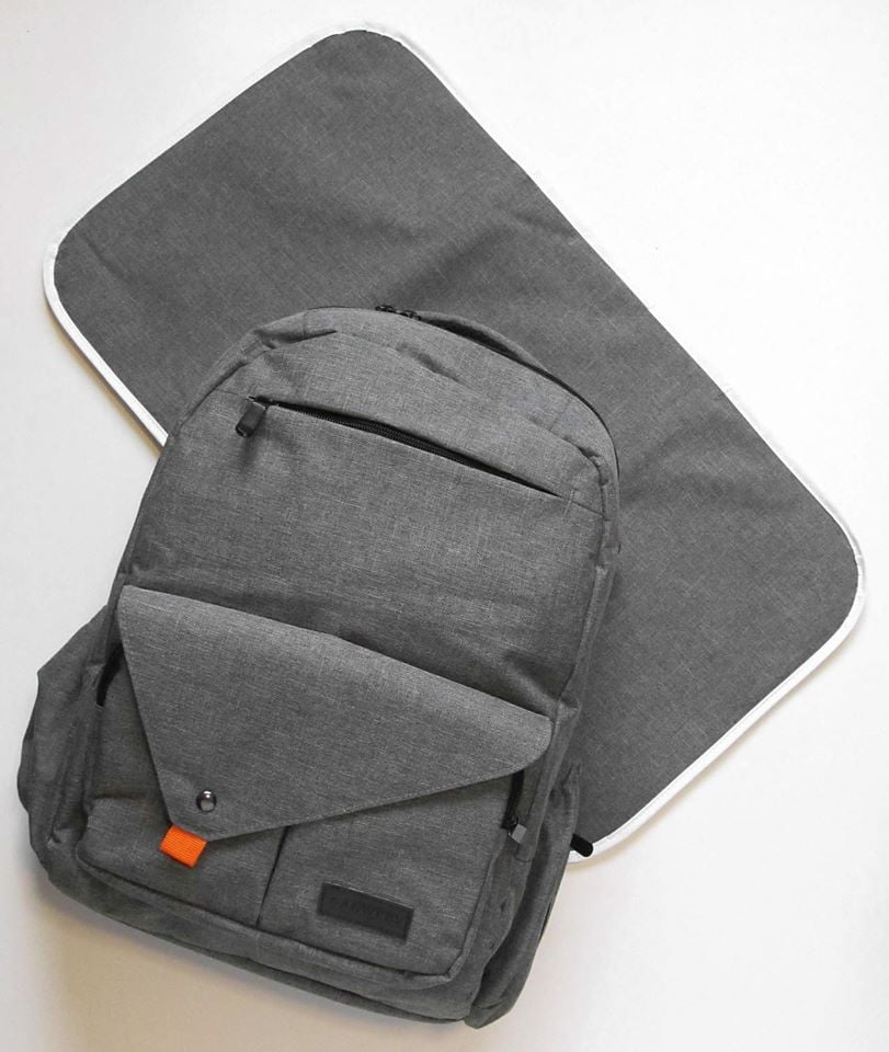 Backpack Diaper Bag with Matching Changing Pad - Gray