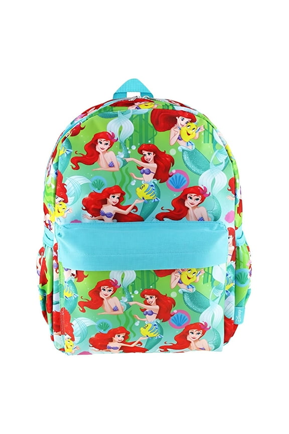 Backpack - Disney - Little Mermaid Green 16" All-Over Print