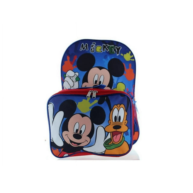 Backpack - Disney - Mickey Mouse - Blue w/Lunch Boys Bag School Bag 055041