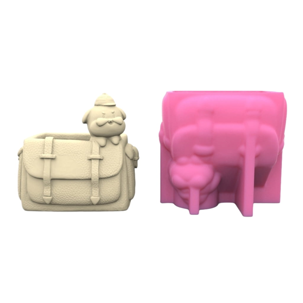 Backpack Dog Mold Flower Resin Mold Home Desktop Decoration Pen Holder Epoxy Mold Decors Plant Flower Backpack Dog Silicone Mold Planter Epoxy Resin Mold Garden Figurines Outdoor