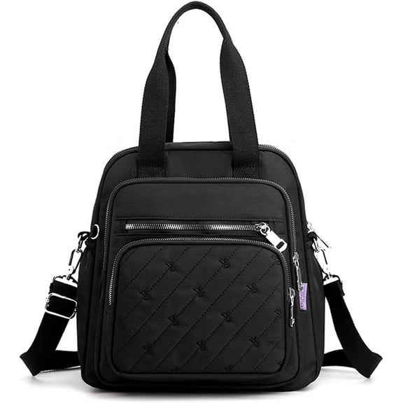 Backpack Fashion Shoulder Bag Women Handbag Rucksack Daypack Nylon Crossbody Bag for Work Travel Daily Use Red Wine