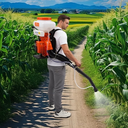 Backpack Fogger Sprayer, 42CC 3.7 Gal Gas Powered Backpack Fogger 3WF-3 Mist and Duster Sprayer, Agricultural Fertilizatino Spray Dusting Machine for Weeding, Spraying, Cleaning