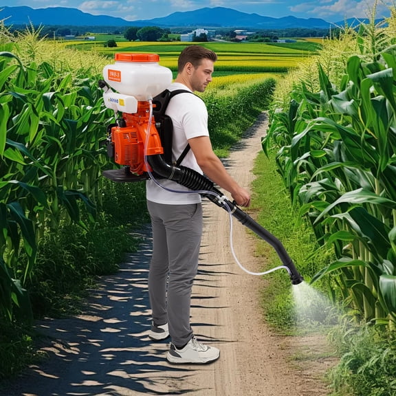 Backpack Fogger Sprayer, 42CC 3.7 Gal Gas Powered Backpack Fogger 3WF-3 Mist and Duster Sprayer, Agricultural Fertilizatino Spray Dusting Machine for Weeding, Spraying, Cleaning