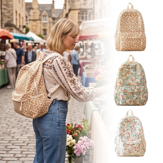 Backpack For School Floral Print Street Style Sports Backpack Lightweight Spacious Gym Tote Bag For Daily Carry