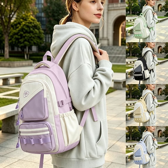 Backpack For School Two Tone Large Capacity Versatile Casual Daypack For Students Travel Work Daily Campus Use